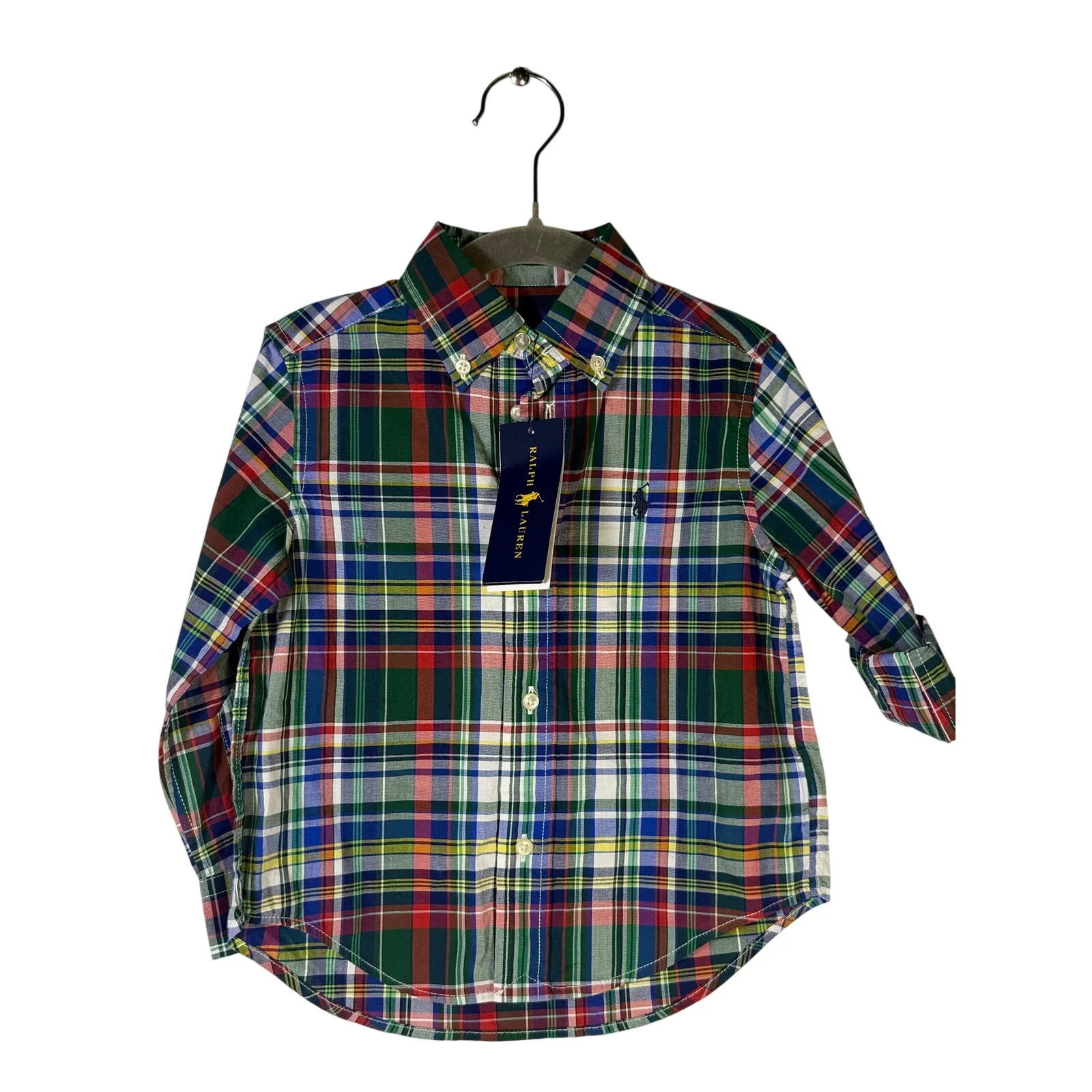 Polo Ralph Lauren Boys Plaid Shirt Khaki Chino Shorts Size 2T Outfit Set