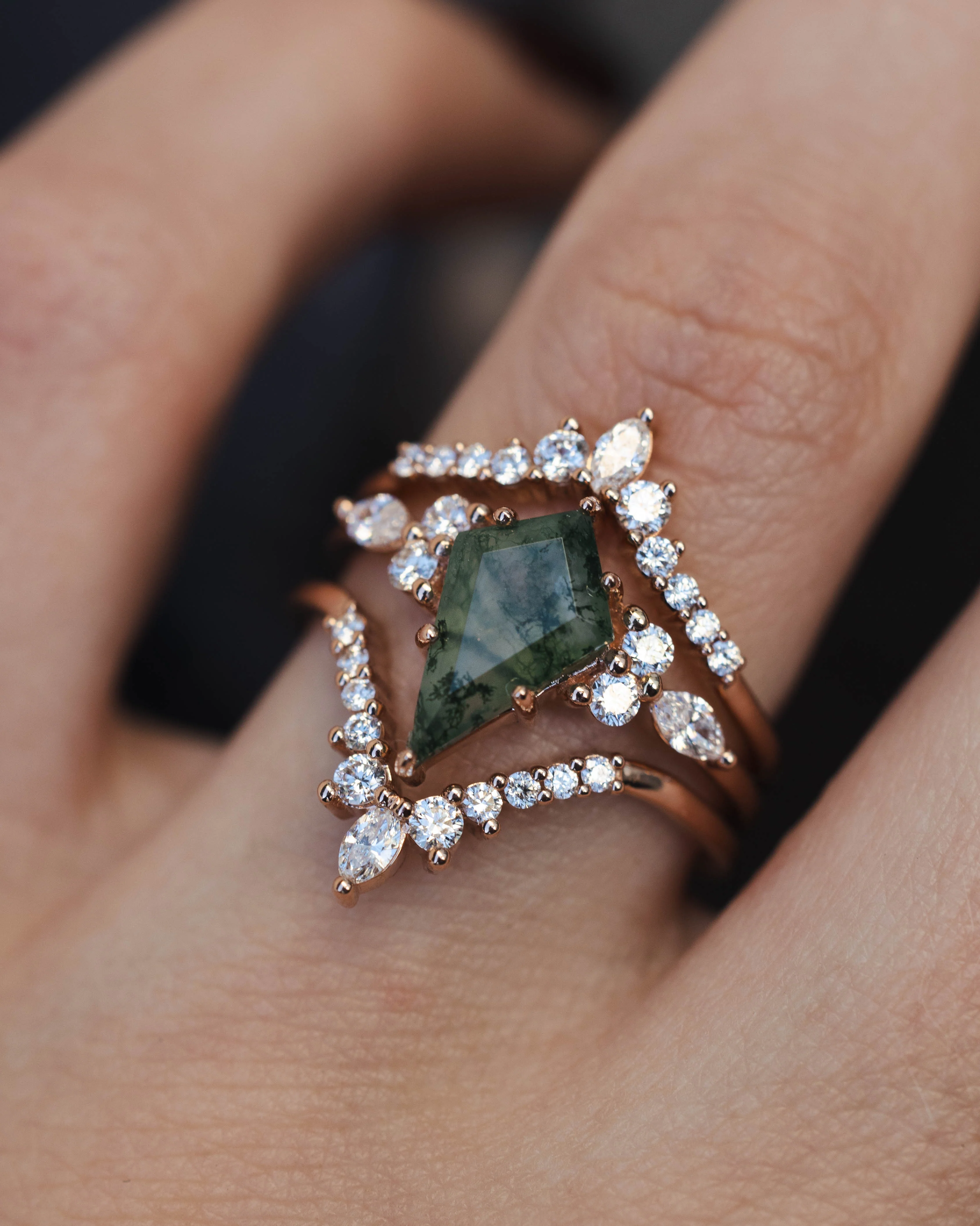 Rose Gold Crystal Statement Ring for Women