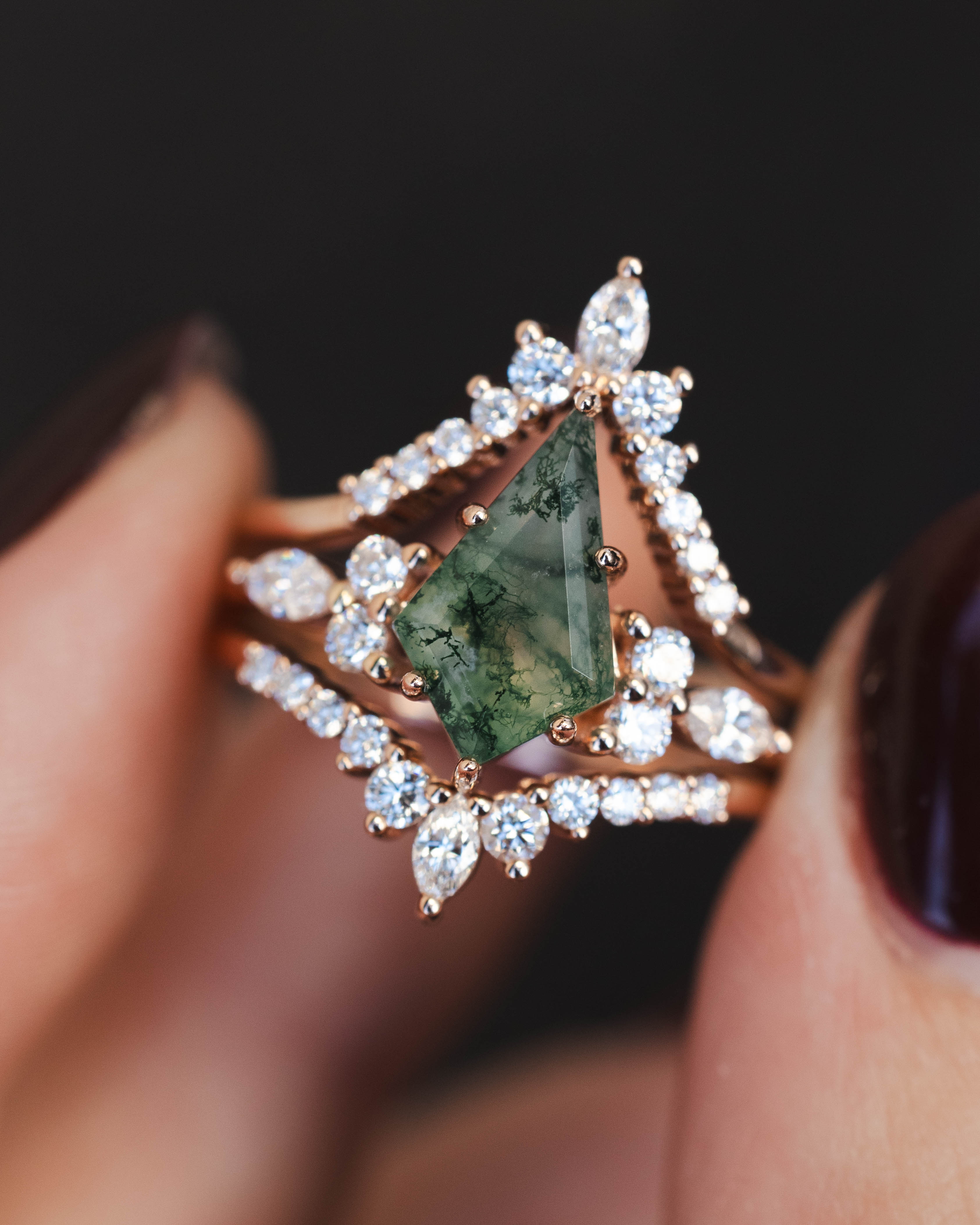 Rose Gold Crystal Statement Ring for Women