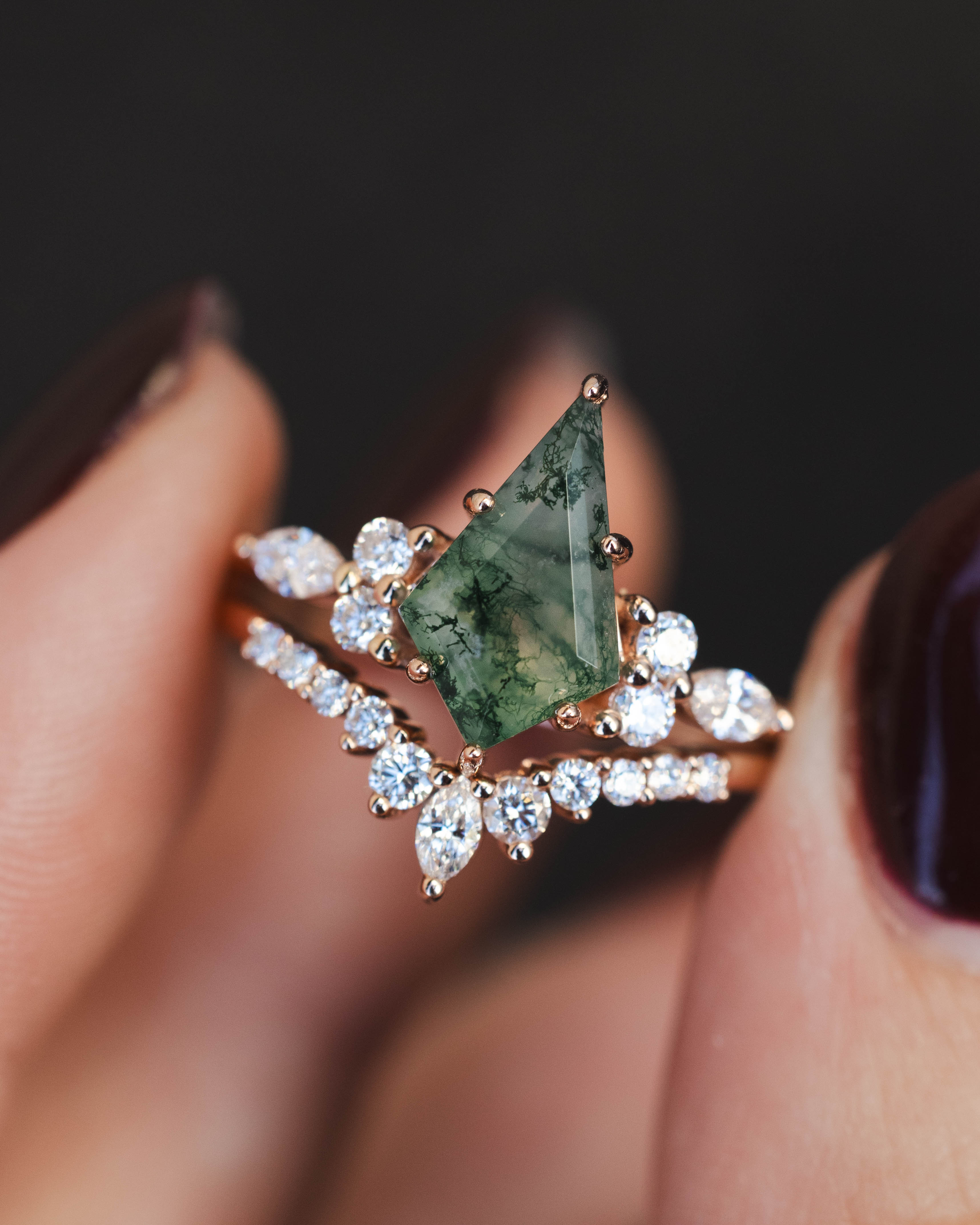 Rose Gold Crystal Statement Ring for Women