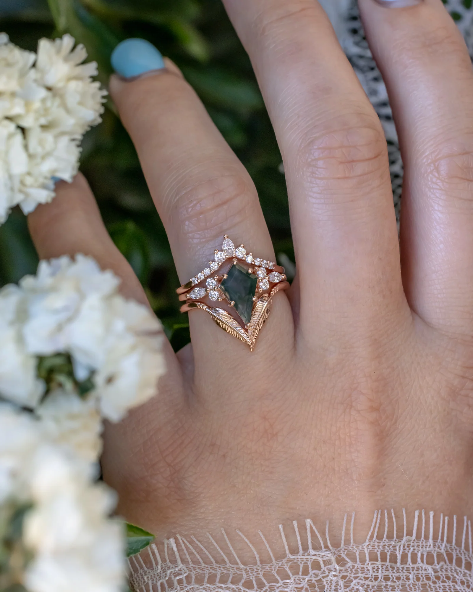 Rose Gold Crystal Statement Ring for Women