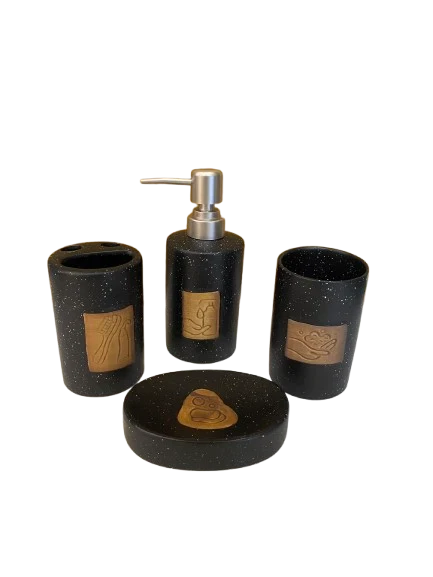 Black Speckled Bathroom Accessories Set