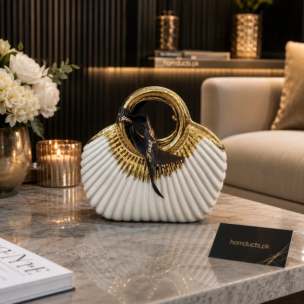 Luxury Ceramic Handbag Vase Decorative Showpiece for Modern Home Decor & Table Styling