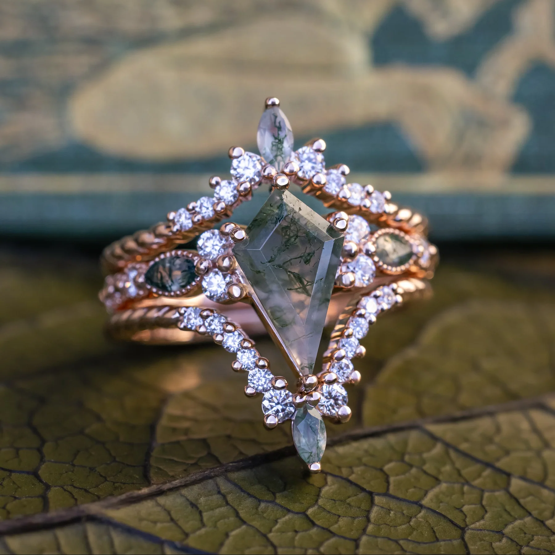 Rose Gold Crystal Statement Ring for Women
