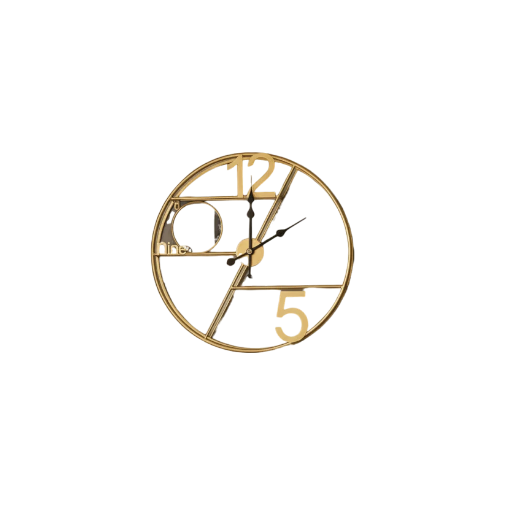 Golden Orbit Modern Metal Wall Clock