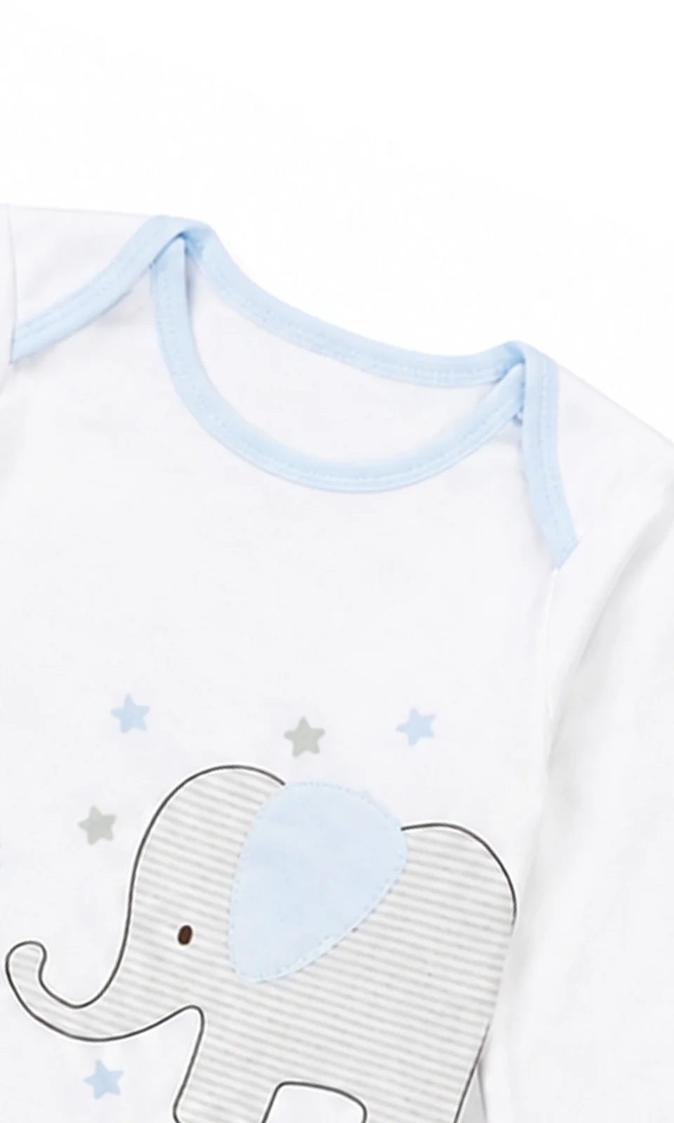 Baby Boy 2-Piece Set White Elephant Star Top & Grey Stripe Jogger Pants