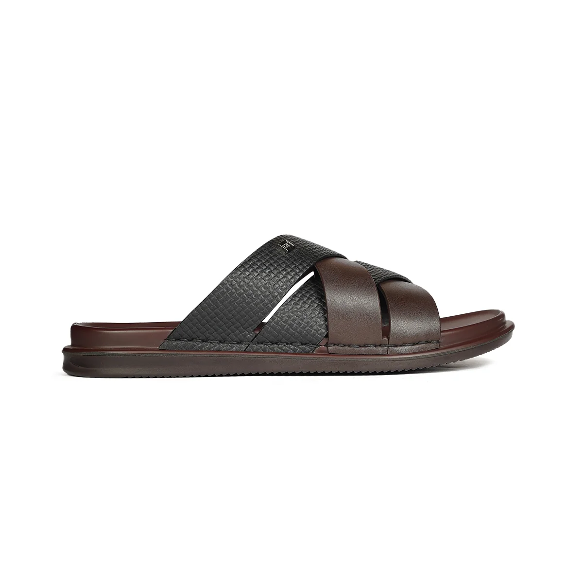 Men’s Brown Two-Strap Casual Slide Sandals