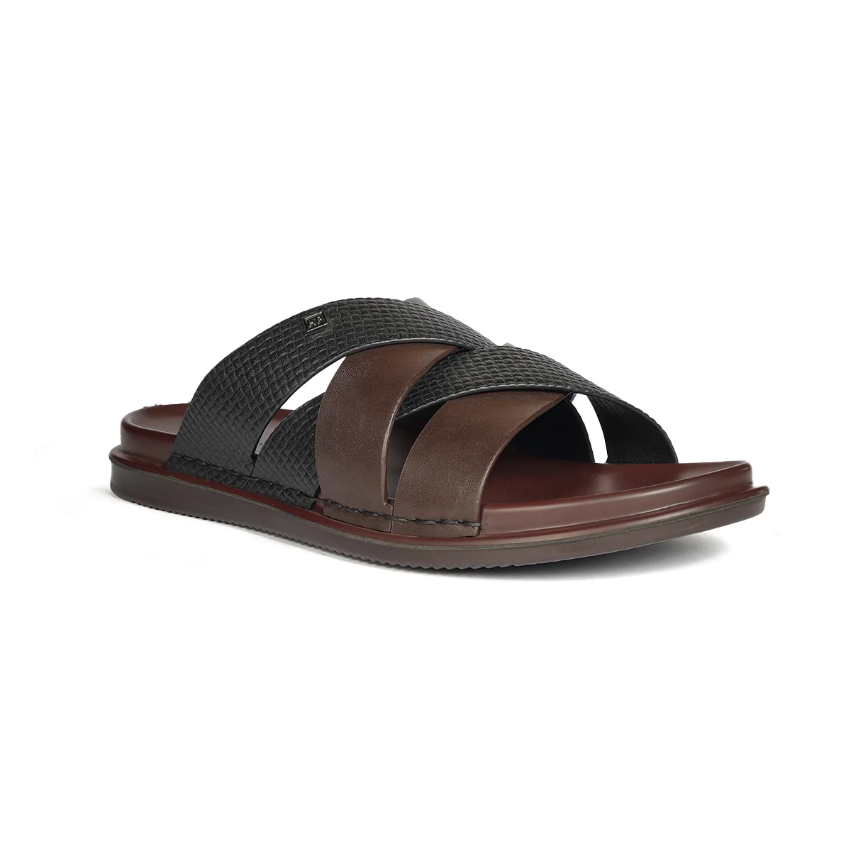 Men’s Brown Two-Strap Casual Slide Sandals